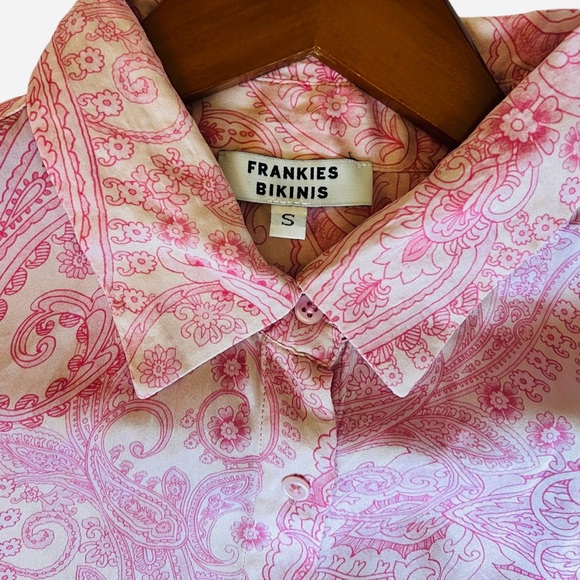 Frankie's Bikinis Pink Paisley Button Down Shirt - Picture 9 of 9